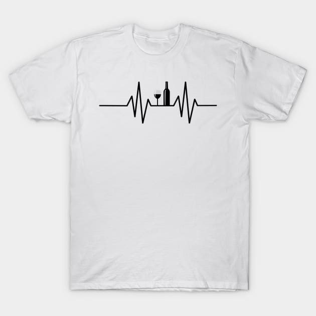 'Wine Glass Heartbeat' Hilarous Wine Gift T-Shirt by ourwackyhome